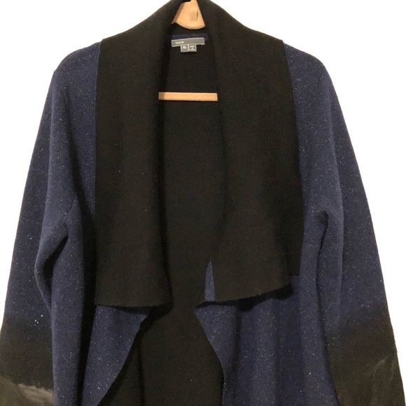 Vince Leather Cuff Wool Cashmere Sweater Jacket - Picture 4 of 9